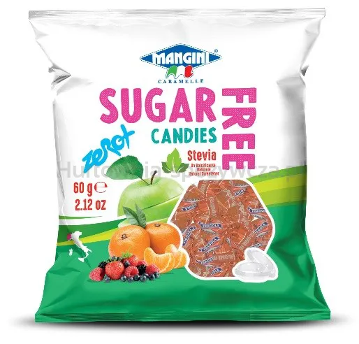 Cukierki O Smaku Zielonego Jabłka Ze Stewią Bez Cukru 60 G