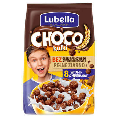 Lubella Mlekołaki Choco Kulki Zbożowe Kulki O Smaku Czekoladowym 500 G