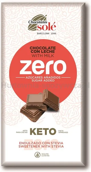 Czekolada Mleczna Bez Dodatku Cukru Ze Stewią Keto 100 G