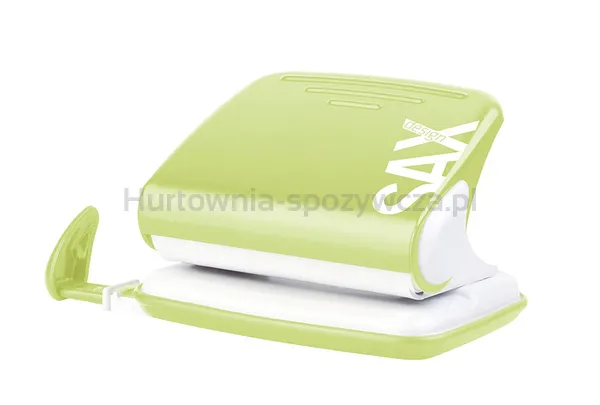 Dziurkacz SAXDesign 318, dziurkuje do 20 kartek, jasnozielony, display