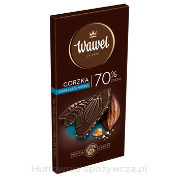 Wawel Czekolada Gorzka 70% Cocoa Z Karmelem I Solą Morską 100G