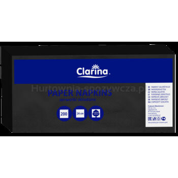Serwetki gastronomiczne czarne 24x24 200szt 1/4 dwuwarstwowe Clarina