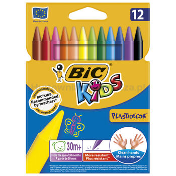 Bic kredki Kids Plastidecor świecowe opakowanie 12 sztuk