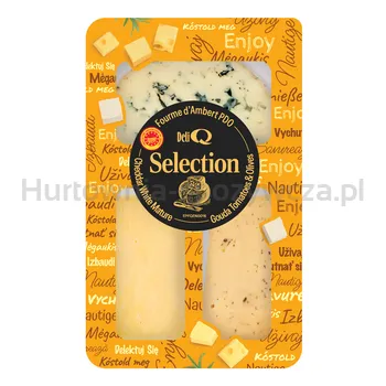 DeliQ SELECTION Cheddar Mature/ Fourme d'Ambert AOP/ Gouda Pomidory/Oliwki 200g
