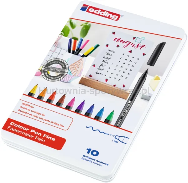 Edding Pisak Z Cienką Końcówką E-1200/10 S 1Mm, 10 Szt., Metalowe Pudełko, Mix Kolorów 