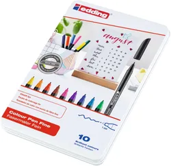 Edding Pisak Z Cienką Końcówką E-1200/10 S 1Mm, 10 Szt., Metalowe Pudełko, Mix Kolorów 