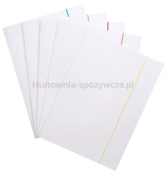 Teczka z gumką OFFICE PRODUCTS, karton, A4, 300gsm, 3-skrz., gumka mix kolorów, biała
