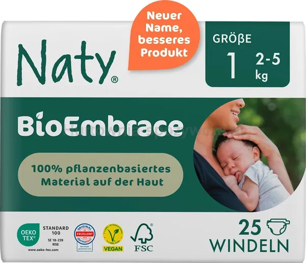 Ekologiczne pieluchy jednorazowe, rozmiar 1, 2-5 kg, 25 szt
