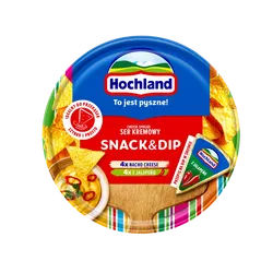Hochland Snack&Dip. Ser kremowy topiony w trójkącikach na kanapkę lub do przygotowania przekąsek 140g
