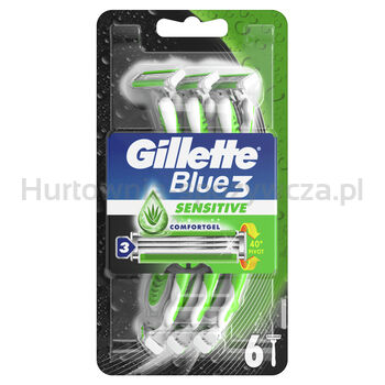 Gillette Blue3 Sensitive Jednorazowa Maszynka Do Golenia Dla Mężczyzn, 6 Sztuk