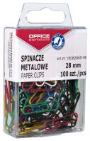 Office Products Spinacze kolorowe powlekane, 28mm, w pudełku, 100szt., mix kolorów [BIURO]