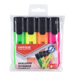 Office Products Zakreślacz fluorescencyjny, 2-5mm (linia), 4szt., mix kolorów 