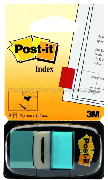Post-It Zakładki indeksujące (680-23), PP, 25,4x43,2mm, 50 kart., jaskrawoniebieskie 