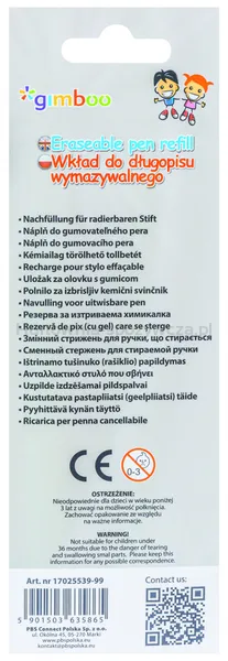 Wkład do długopisu wymazywalnego GIMBOO, pikselowe zwierzaki, 3 szt., blister, niebieski