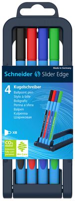 Schneider Zestaw długopisów Slider Edge, XB, 4 szt., pudełko z zawieszką, mix kolorów [BIURO]