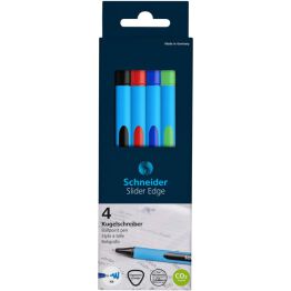 Schneider Zestaw długopisów Slider Edge, XB, 4 szt., pudełko z zawieszką, mix kolorów 