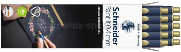 Pióro kulkowe SCHNEIDER Paint-It 050, metaliczne 0,4 mm, złoty metalik - 6