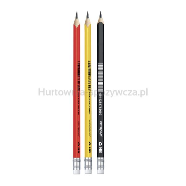 Ołówek drewniany z gumką KEYROAD, HB. kolorowa obudowa, 12 szt., mix kolorów - 2
