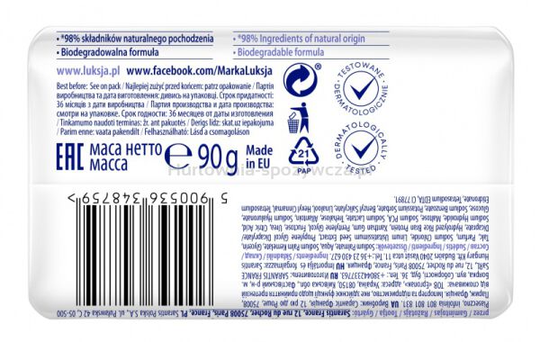 Kremowe mydło w kostce LUKSJA, len, 90g - 2