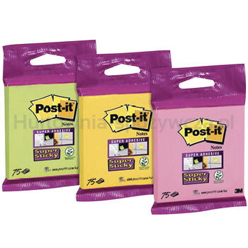 Post-it® Super Sticky karteczki samoprzylepne 76x76 mm, 75 karteczek