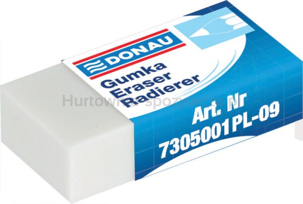 Gumka uniwersalna DONAU, 41x21x11mm, biała