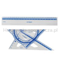 Zestaw geometryczny KEYROAD, z linijką 20cm, plastikowy, transparentny - 3