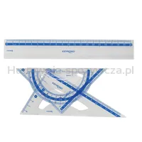 Zestaw geometryczny KEYROAD, z linijką 20cm, plastikowy, transparentny - 3