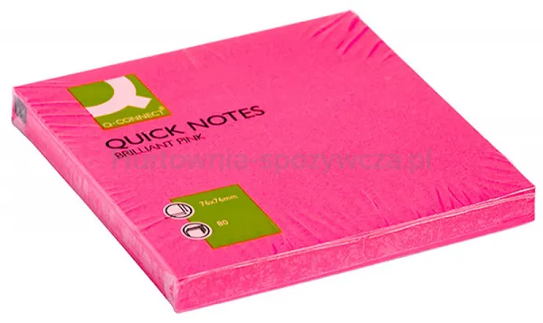 Q-Connect Bloczek samoprzylepny Brilliant, 76x76mm, 1x80 kart., różowy