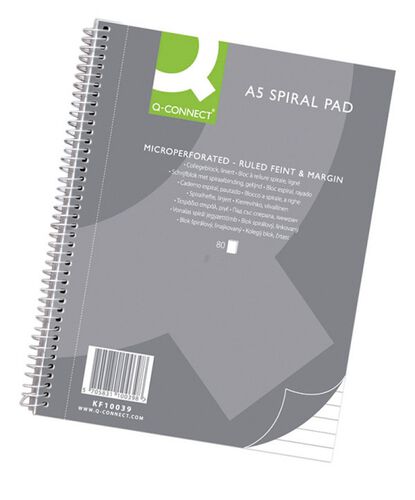 Q-Connect Kołonotatnik  A5, w linię, 80 kart., 70gsm, perforacja [BIURO]