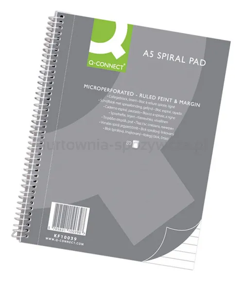 Q-Connect Kołonotatnik  A5, w linię, 80 kart., 70gsm, perforacja 