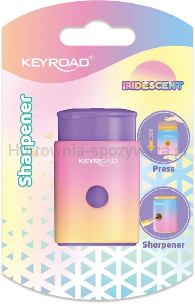 Keyroad Temperówka plastikowa, opalizująca, pojedyncza, blister, mix kolorów