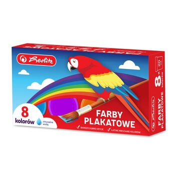 Herlitz Farby plakatowe szkolne 8 kolorów 20 ml