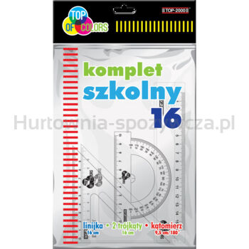 Komplet szkolny linijka 16 cm +2 ekierki +kątomierz Top-2000