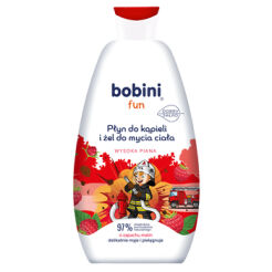 Bobini Fun Płyn Do Kąpieli I Żel Do Mycia Wysoka Piana O Zapachu Malin 500Ml