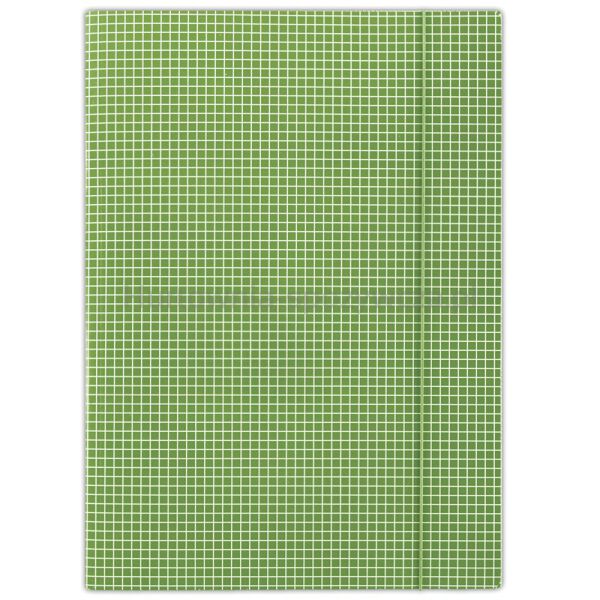Donau Teczka z gumką karton, A4, 400gsm, 3-skrz., zielona w kratę 