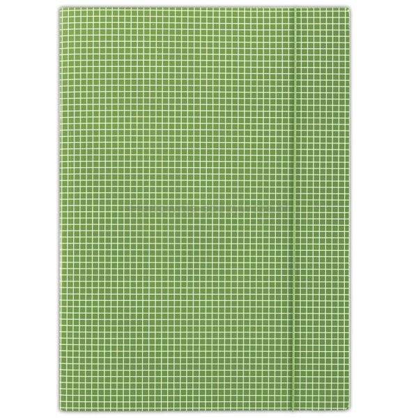 Donau Teczka z gumką karton, A4, 400gsm, 3-skrz., zielona w kratę 