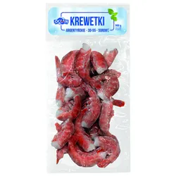 ABRAMCZYK Krewetki Czerwone Argentyńskie 30-55 Surowe Bez Głowy W Pancerzu Z Ogonkiem 10% 0,9/1kg "OCEAN"