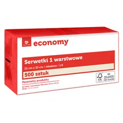 TG Economy Serwetka 33x33 cm, 1 warstwowa czerwona 500 sztuk