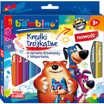 Moje Bambino kredki Bambino trójkątne w drewnie 12 kolorów 