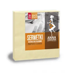 Serwetki Anna Zaradna, Trójwarstwowe, Składane, 33X33Cm, 20 Szt., Żółte Pastelowe, Żółty Pastel
