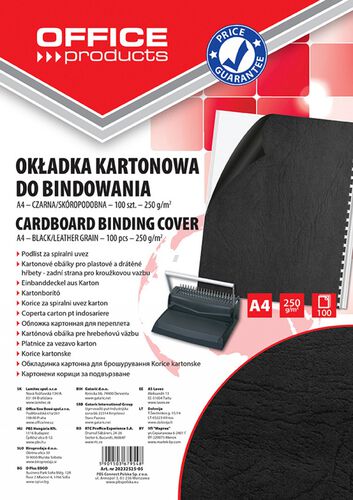 Office Products Okładki do bindowania karton, A4, 250gsm, skóropodobne, 100szt., czarne [BIURO]