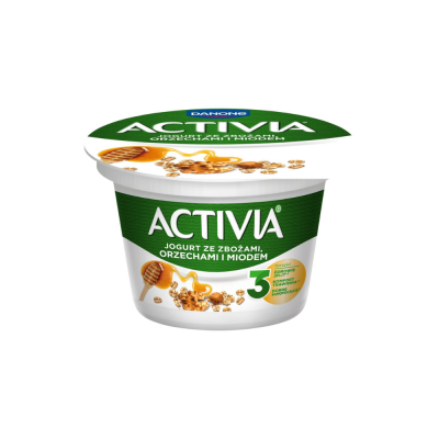 Danone Activia Jogurt naturalny ze zbożami orzechami i miodem 165g