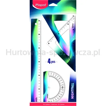 Maped Zestaw Nightfall 4 elem. linijka 30cm, 2 ekierki, kątomierz