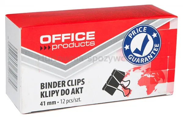 Klipy Do Dokumentów Office Products, 41Mm, 12Szt., Czarne