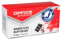 Klipy Do Dokumentów Office Products, 41Mm, 12Szt., Czarne
