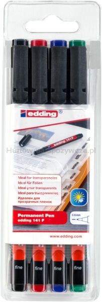Edding oliopis e-141/4 F 0,6mm, 4 szt., zawieszka, mix kolorów 