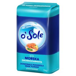 O'Sole Sól Morska DrobnoZiarnista Spożywcza Jodowana 1 Kg
