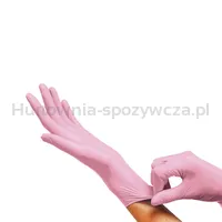 Rękawice nitrylowe bezpudrowe CLARA, 100 szt., rozmiar L, różowe - 2