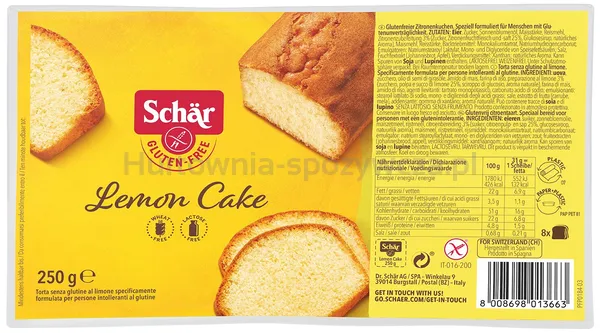 Lemon Cake- Ciasto Cytrynowe Bezgl. 250 G