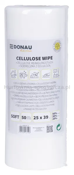 Ścierka DONAU HOME, z celulozą 50%, rolka, soft, 25x39cm, 50 listków, biała